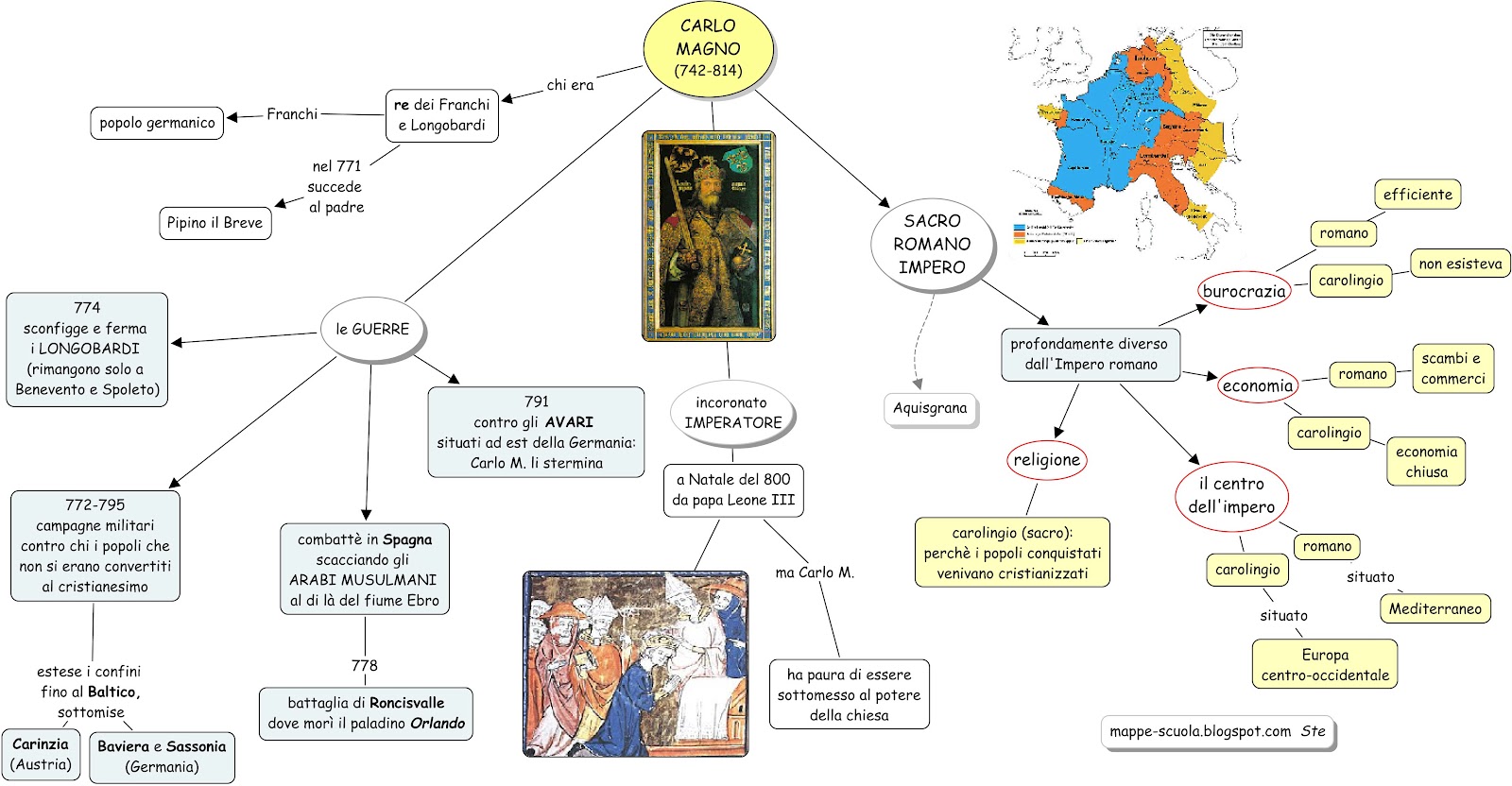 Verifica Mappa Concettuale Carlo Magno Per Scuola Media Materia Storia