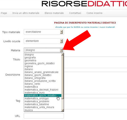 come inserire nuovi materiali didattici 2